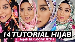 14 TUTORIAL HIJAB LEBARAN SIMPEL CEPAT DAN KEKINIAN | HIJAB SEGI 4 SILK SATIN MOTIF - Durasi: 12.11. 