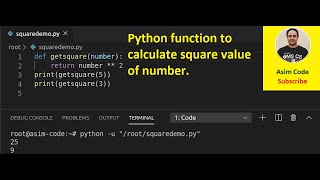 Python function to calculate square value of number