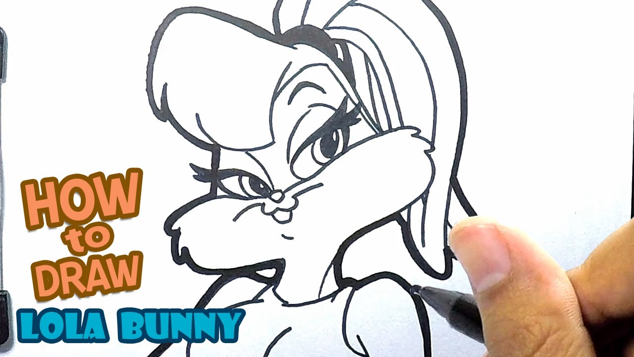 How to draw Lola Bunny playing basketball  Sketchok easy drawing guides