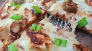 بيتزا سريعه بدون خميره بدون فرن  بدون بوتاجاز quick pizza