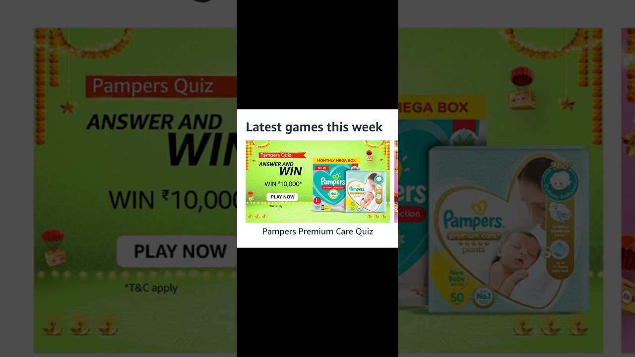 Pampers premium quiz answer on Amazon