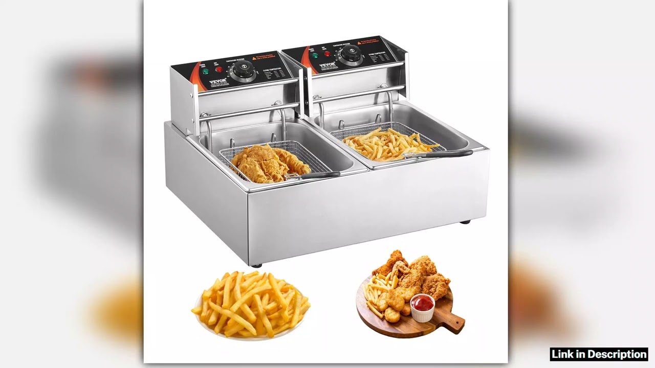 SucceBuy 12L Electric Deep Fryer wDual Removable Tanks Commercial Countertop Fryer for Chicken