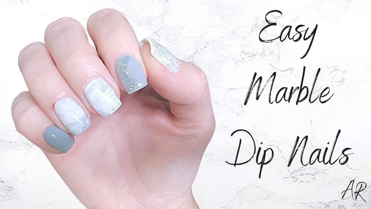 Easy Marble Dip Nails Affordable Amazon Starter Kit Featuring Azure