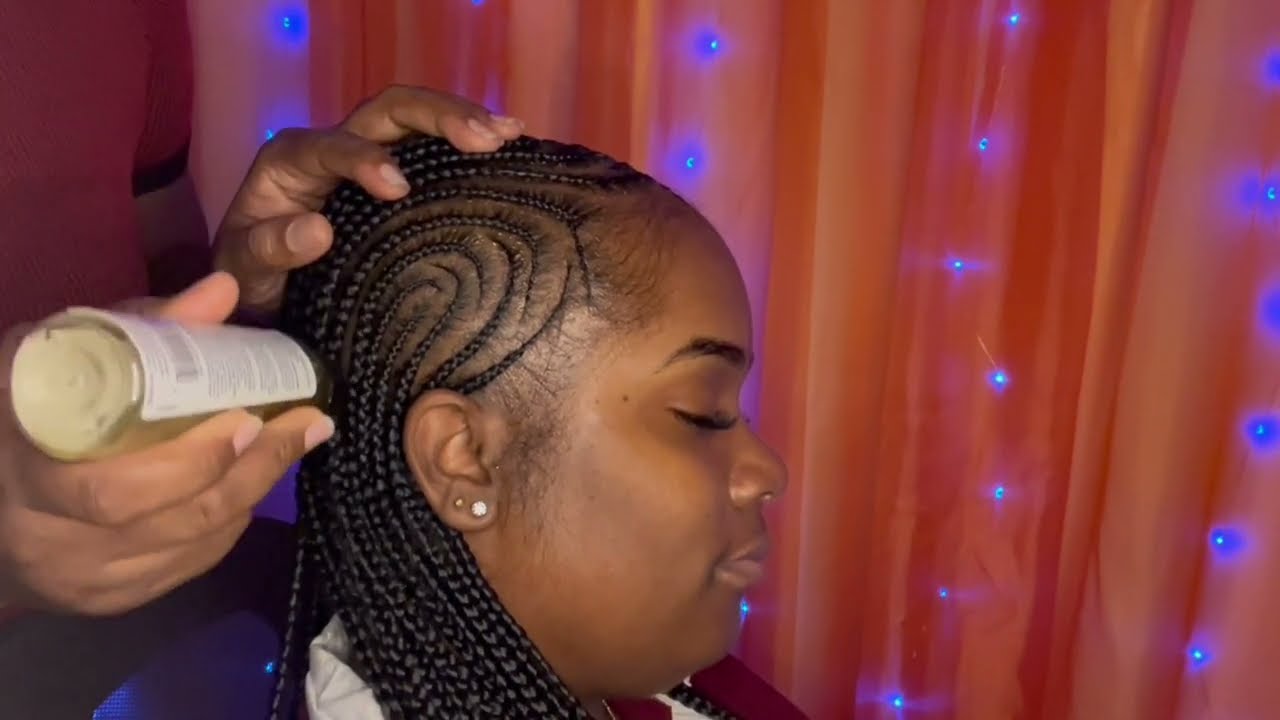ASMR oiling on braids , relaxing Hair Play#asmr #haircare #asmrbraids