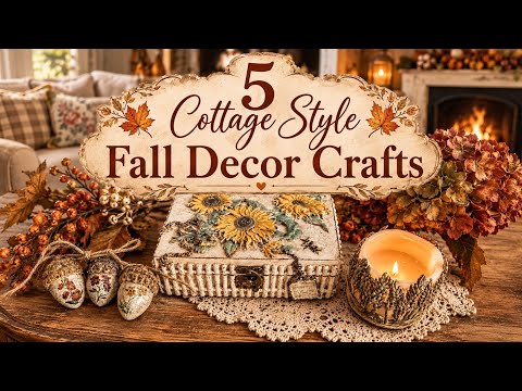 5 Cozy Cottage Fall Decor Crafts | Thrift Flips using IOD & Redesign Moulds & Transfers