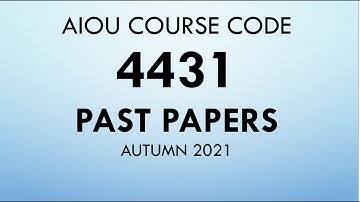 Aiou Course Code 4431 Past papers