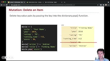 CSCI100: Lecture 11.2: Dictionary Mutation