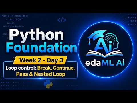 Python Tutorial - Day 3 (Week 2)| Beginner to Advance Python Training with Project | #python