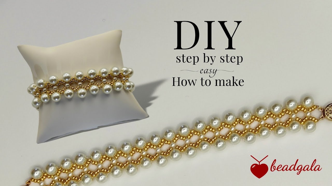 How to make a pearl bracelet/ Very easy/Step by step/Beading beginner ...