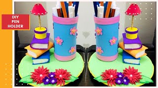 Diy pen holder with waste bottle | How to make pencil box with foaming sheet