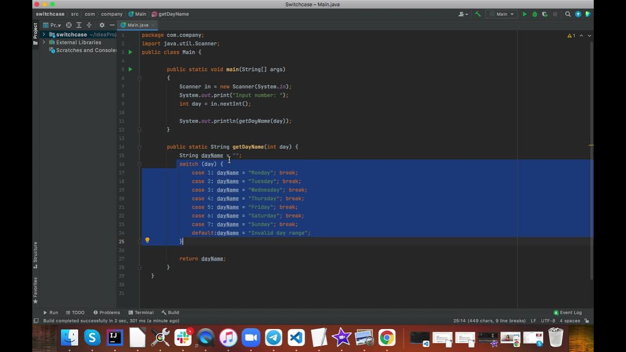 String, switch case Java // Пользователь вводит число и получает день