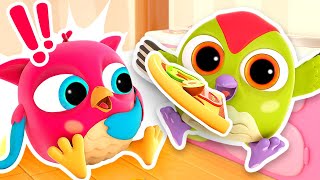 Hop Hop the owl and Peck Peck cook pizza \u0026 make bubbles. Kids' animation. Baby cartoons for kids.