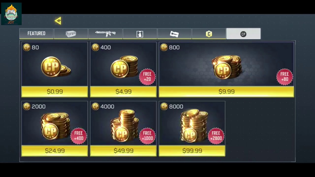 *Call of Duty Mobile* COD Points Purchase, CP Purchasing '8000 CP' 2800 CP  is free & Rewards - 