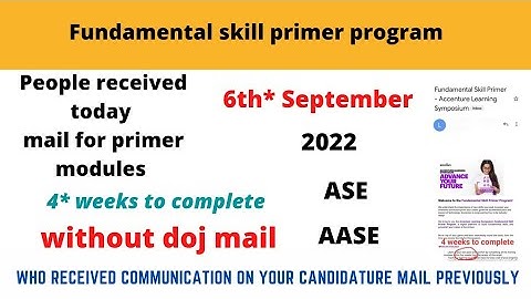 Fundamental skill primer program || 4 weeks to complete || ASE || AASE || 2022
