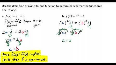 Use the Definition of One-to-One to Determine if a function is One-to-One Video