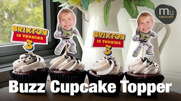Photo face Buzz cupcake topper | Unique kids birthday decoration idea