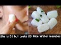 She Rub's Rice Water icecube Daily on her Face for Skin Tightening | Clear Skin & Glowing GLASS Skin