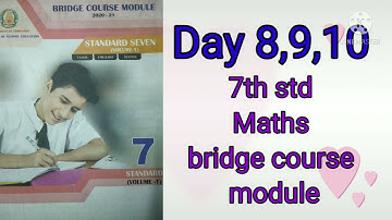 7th std Maths(volume2)bridge course module..day 8,9,10..@RJ Wisdom