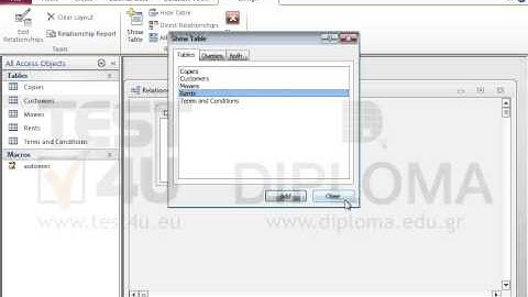 Create a one-to-many relationship between the CustomersCode fields of the Customers and Rents...