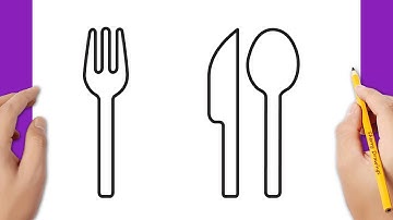 How to draw a spoon, a fork and a knife