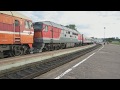 Поезд №10 Псков – Москва с двумя ТЭП70 и синим вагоном СВ Golden eagle trans siberian express
