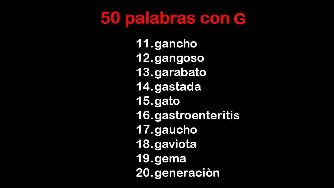 50 Palabras Con G Al Principio Youtube