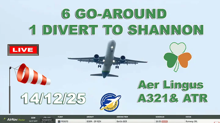 🔴LIVE Wind and Rain Dublin Airport - Plane Spotting Action - DUB - 14/12/25