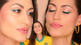 Maquiagem para o jogo do Brasil @tattibueno #maquiagem #makeup  #jogodobrasil #copadomundo #Gosto…