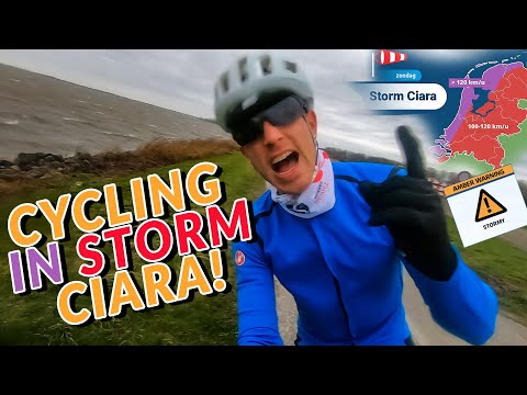 DANGEROUS cycling in HEAVY STORM CIARA! | (*Crazy Tailwind strava KOM attack)