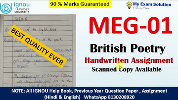 MEG -01 SOLVED HANDWRITTEN ASSIGNMENT  2022-23 | IN ENGLISH  || IGNOU