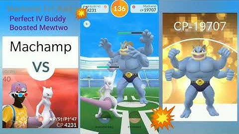 1v1-Perfect IV Buddy Boosted Mewtwo Vs Machamp Raid