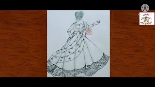 Traditional Indian Girl With Handbag Drawing By Neha 10 Year Old Neha Fathimas Art Craft 