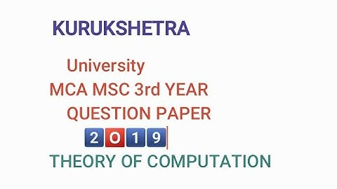 2019 Theory of computation MCA Msc 3rd yr  kuk question paper DDE