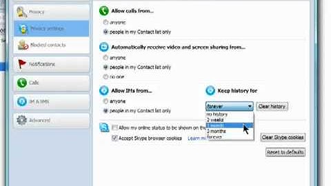 Privacy settings in Skype