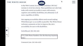 White House Accessibility Statement Web Page As Used With Assistive Technology