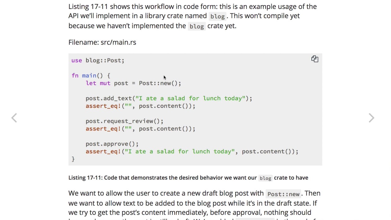 [러스트] 513 - 17.3 Implementing an Object Oriented Design Pattern - YouTube