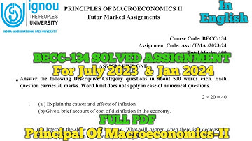 BECC 134 SOLVED ASSIGNMENT 2023-24 || #Principal_Of_Macroeconomics #becc134 #ignou #macroeconomics
