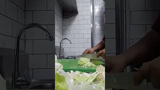 this green cabbage cutting