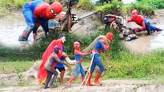 Spider Man turns the tractor to synthesize good and funny videos of VTQN