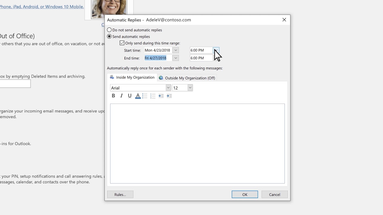How To Set Up Auto Reply In Microsoft Outlook Youtube