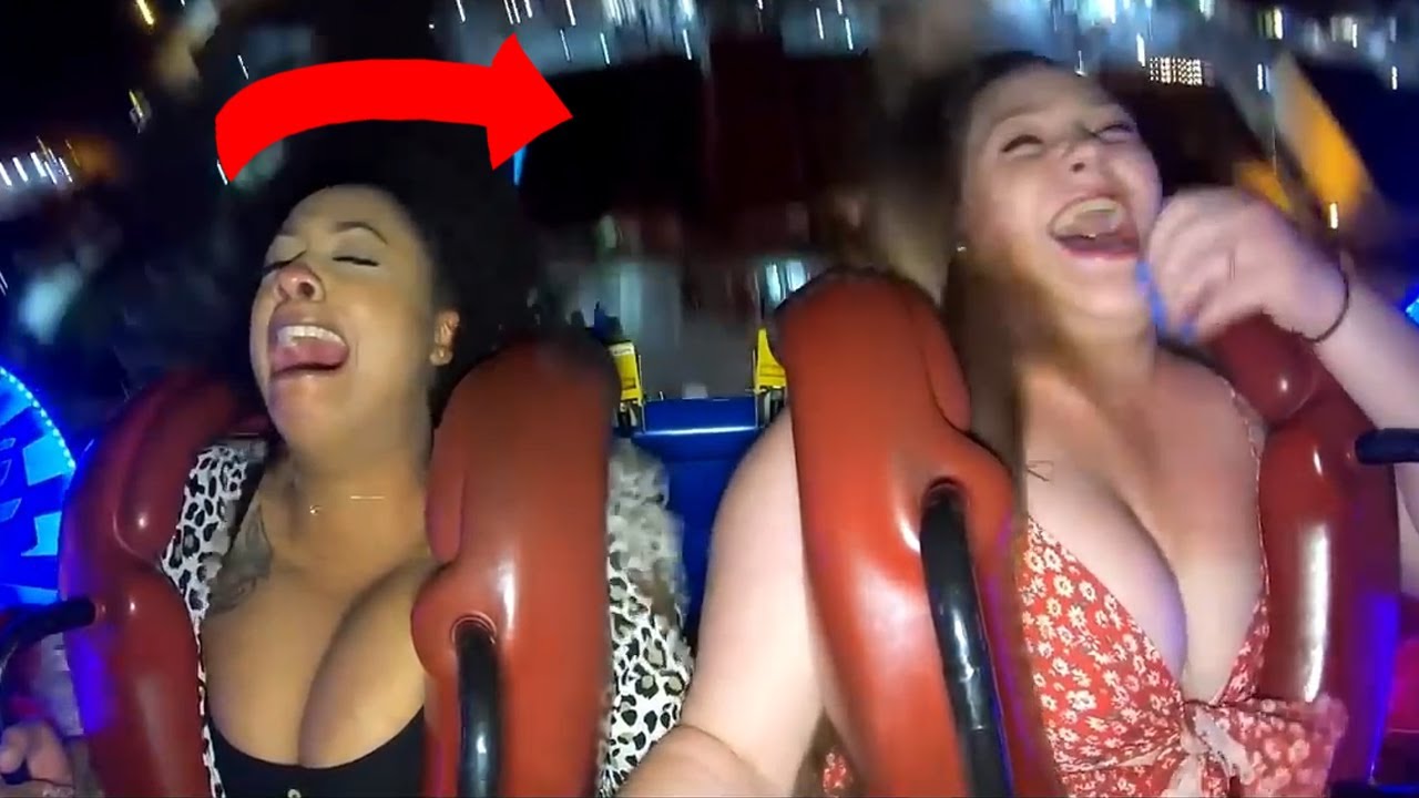 Screaming Sexy Girls on Slingshot Ride Compilation / Boobs Hanging