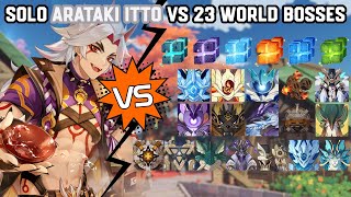 Solo C0 Arataki Itto vs 23 World Bosses Without Food Buff | Genshin Impact