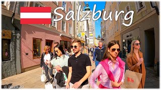 🇦🇹 Salzburg Austria Walking Tour 🏙 4K Walk ☀️ 🇦🇹 (Sunny Day)