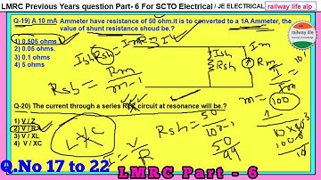 Lmrc previous years question part-6 for SCTO Electrical & applicable for JE Electrical