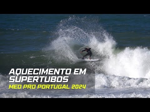 Aquecimento em Supertubos - MEO Pro Portugal 2024 #WSL #Supertubos #Peniche #Portugal