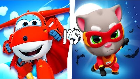 Super Wings Jett Run vs Talking Tom Hero Dash Gameplay - Birthday Tom, Fire Arrow Angela