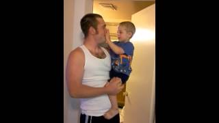 Dad shaves beard son happy