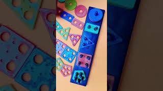 Geometric Shape Matching Five Column Blocks Educational Learning