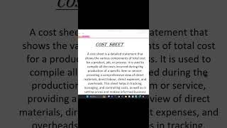 cost sheet meaning #costsheet (unit 2) sem 5 cost sheet meaning #costsheet (unit 2) sem 5