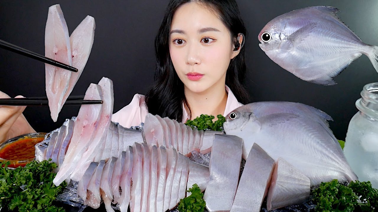 МУКБАНГ Сашими Из Серебряный Помфрет | Сырая Рыба | Real Sound MUKBANG | ASMR | EATING SOUND